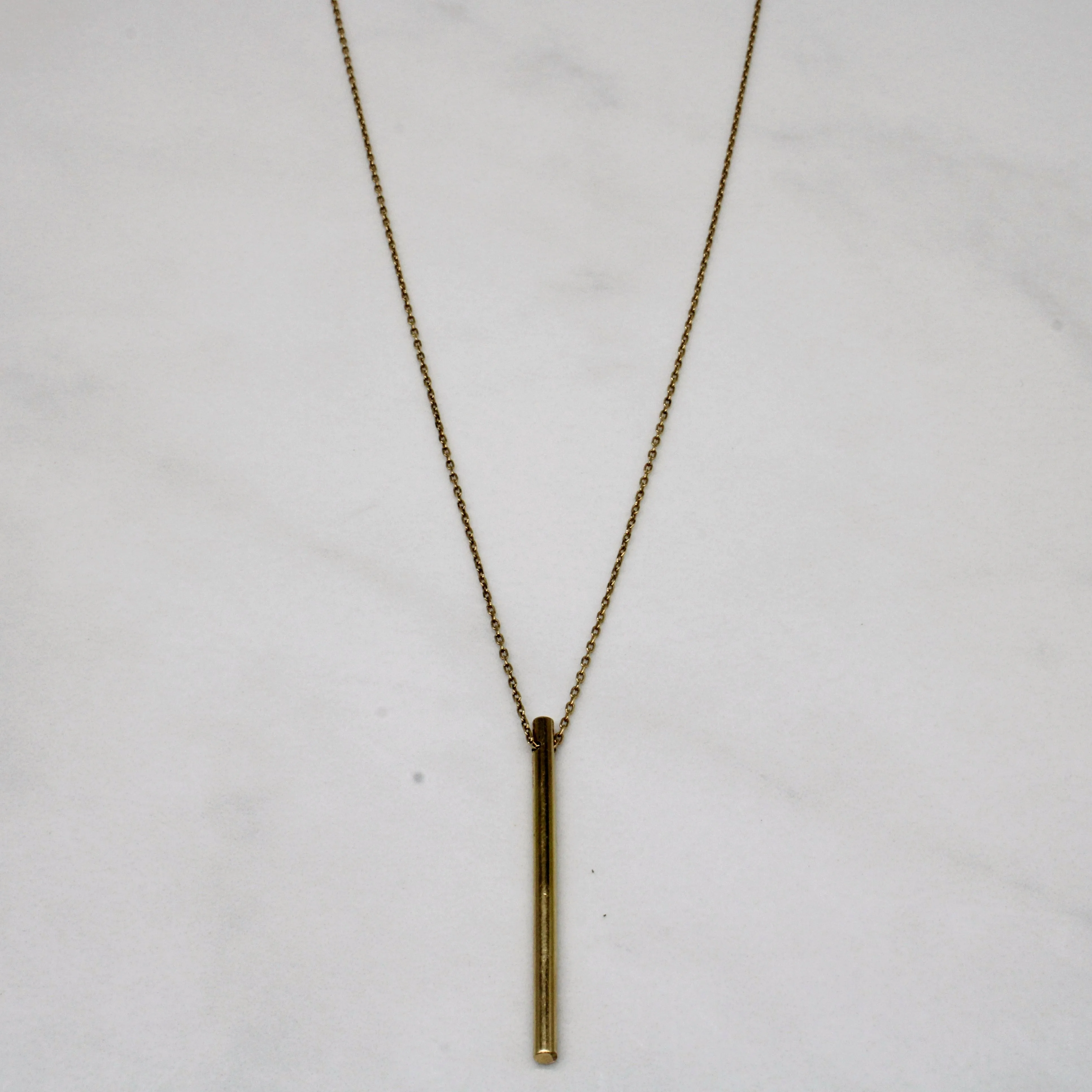 18k Yellow Gold Column Pendant & Necklace | 18" | Sophisticated Spark Cool Spark
