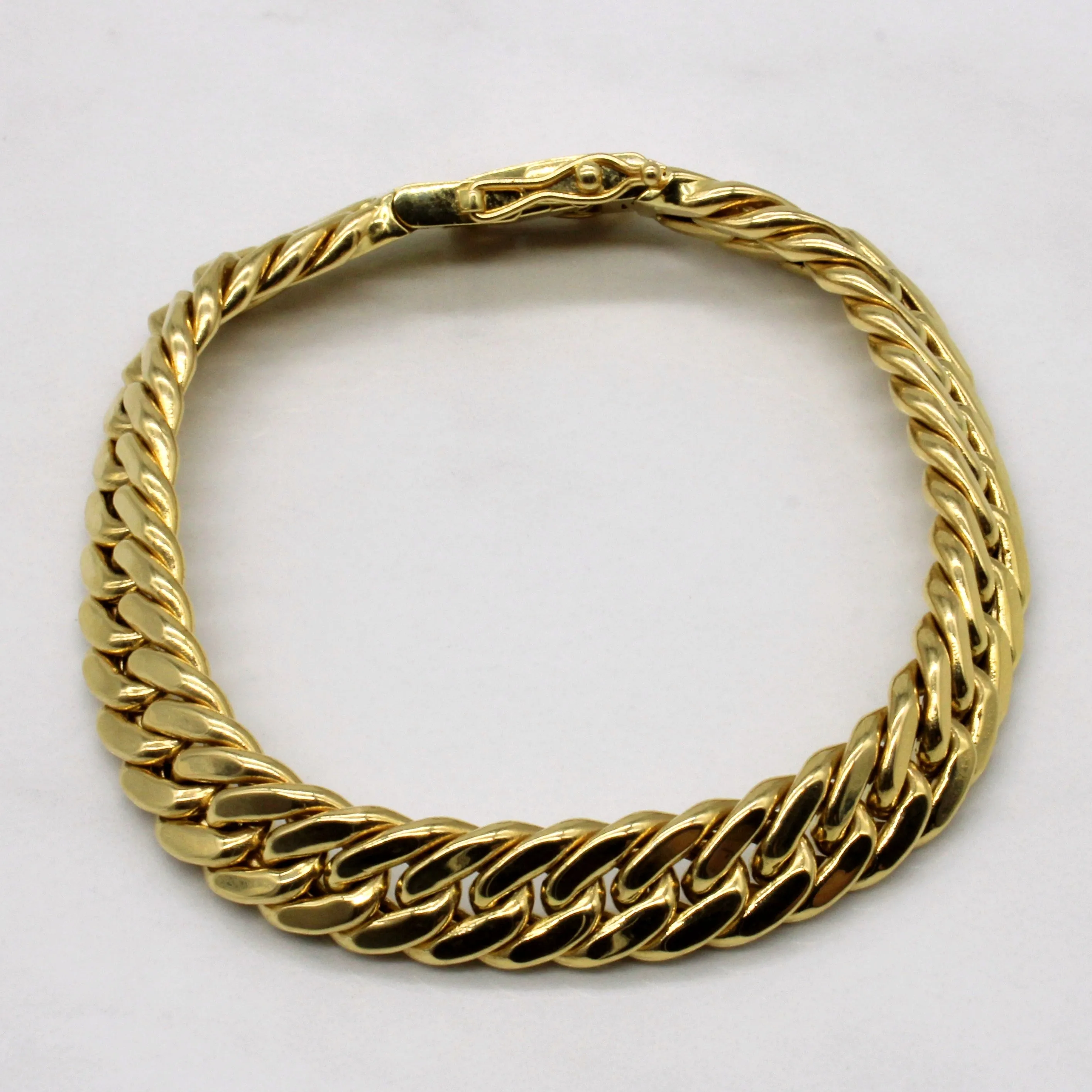 Gloss Edge Elegant Touch 18k Yellow Gold Cuban Link Bracelet | 7.5" |