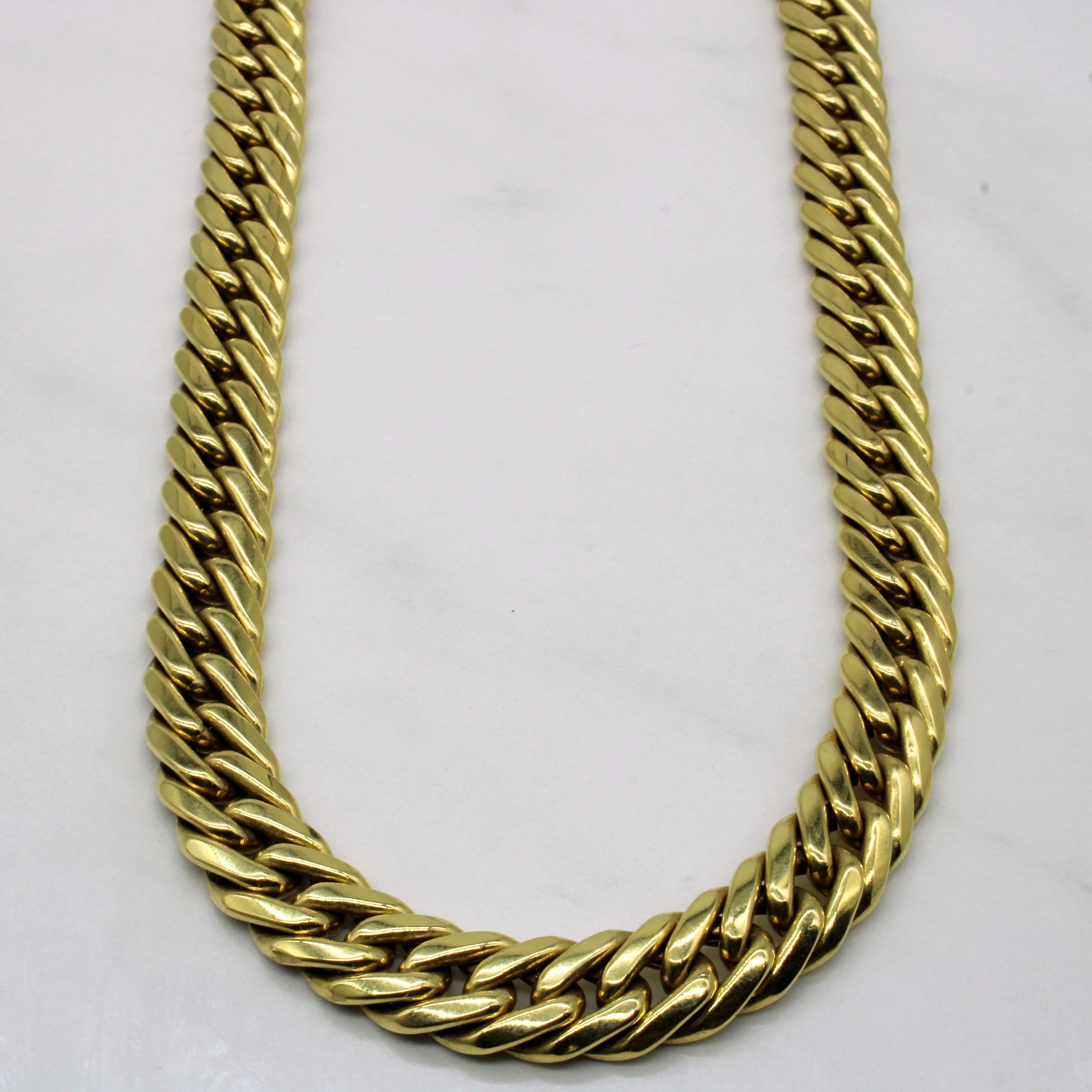 Handcrafted Feature 18k Yellow Gold Cuban Link Chain | 15" |