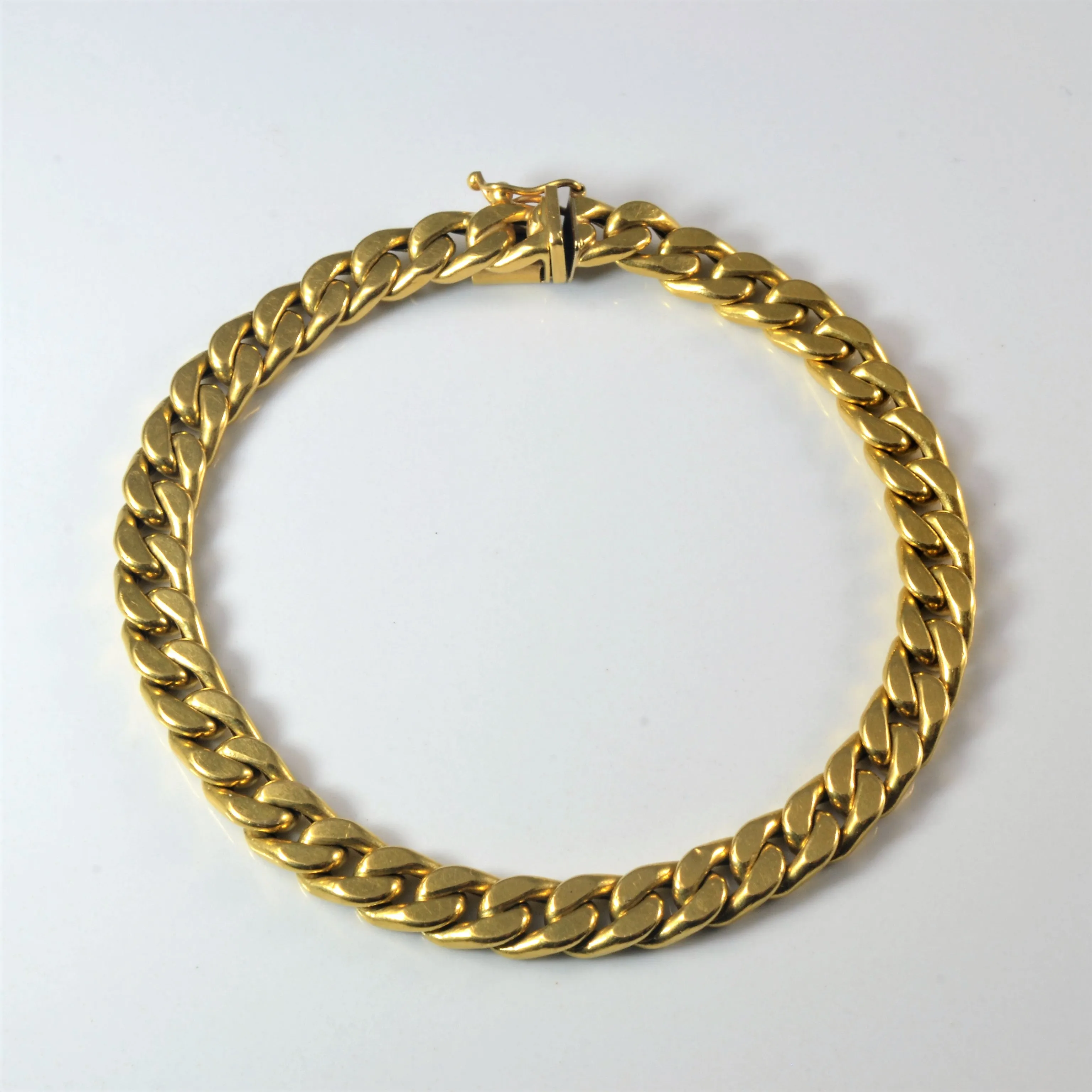 Classic Appeal Handmade Shine Pieces 18k Yellow Gold Curb Link Chain Bracelet | 7''|