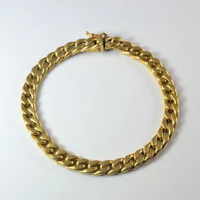 Classic Appeal Handmade Shine Pieces 18k Yellow Gold Curb Link Chain Bracelet | 7''|