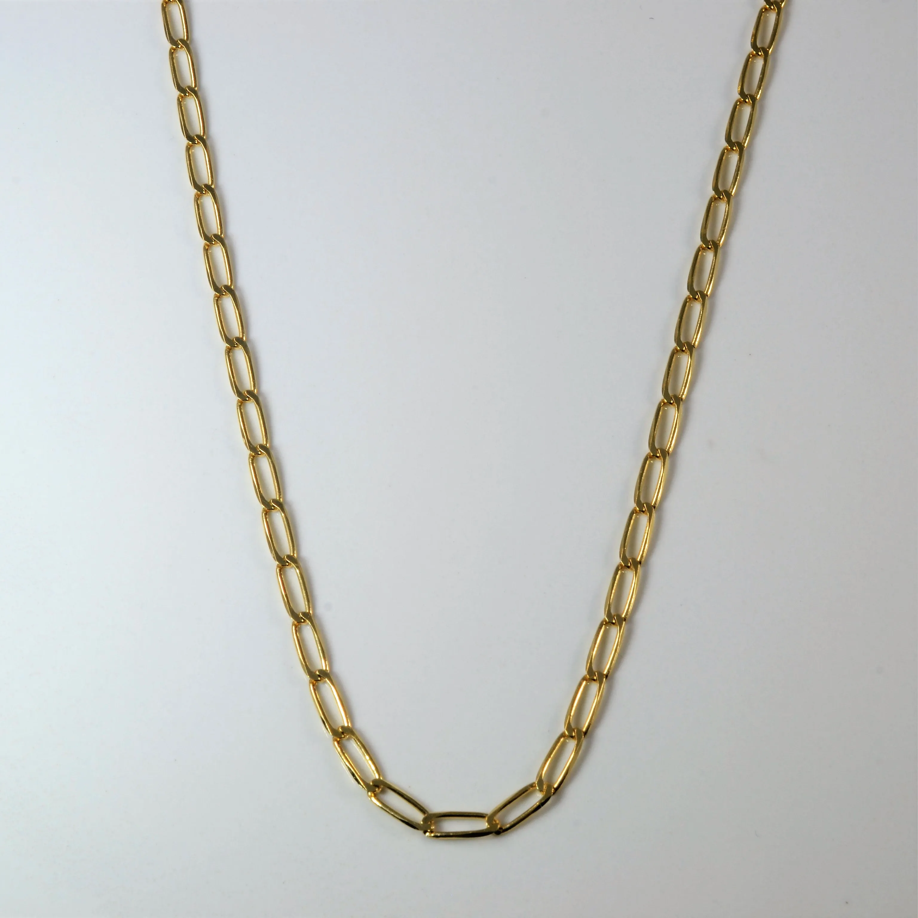 18k Yellow Gold Elongated Cable Chain | 18" | Handcrafted Craft Luxury Touch Design