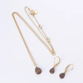 18k Yellow Gold Fancy Brown Diamond Necklace & Earring Set | 0.42ctw | 17.5" | Everyday Gift