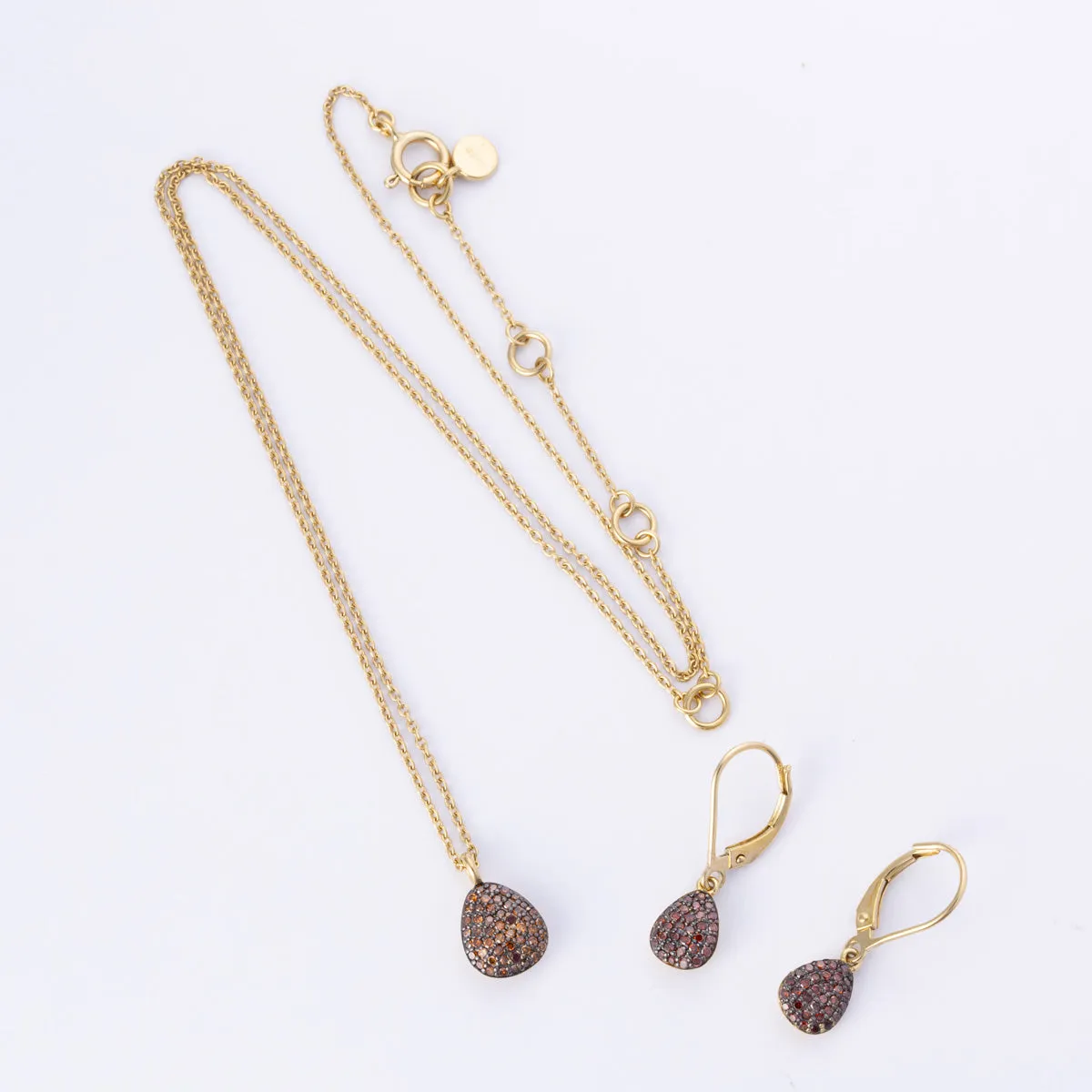 18k Yellow Gold Fancy Brown Diamond Necklace & Earring Set | 0.42ctw | 17.5" | Everyday Gift