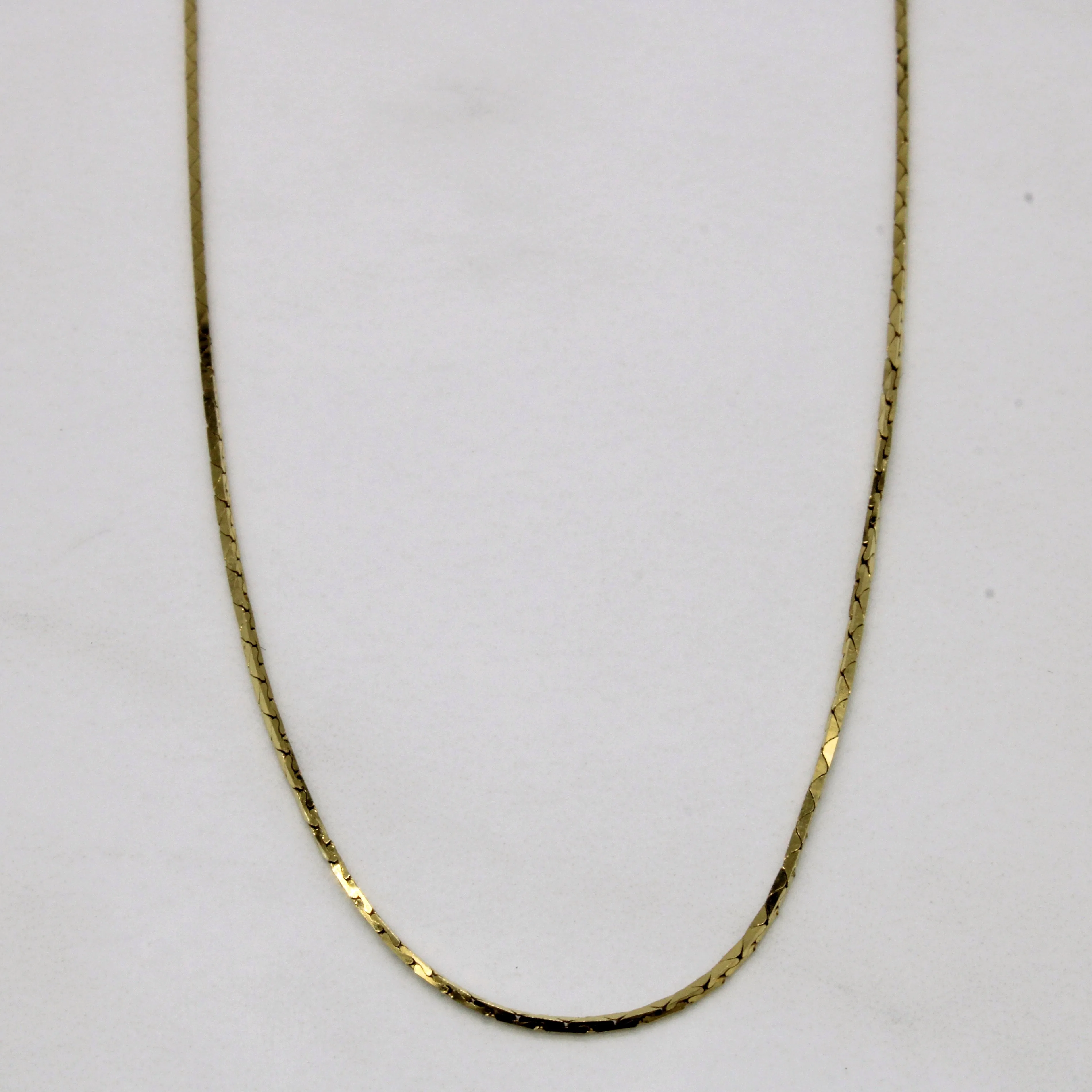 18k Yellow Gold Flat Link Chain | 16" | Gloss Accent Neat Detail