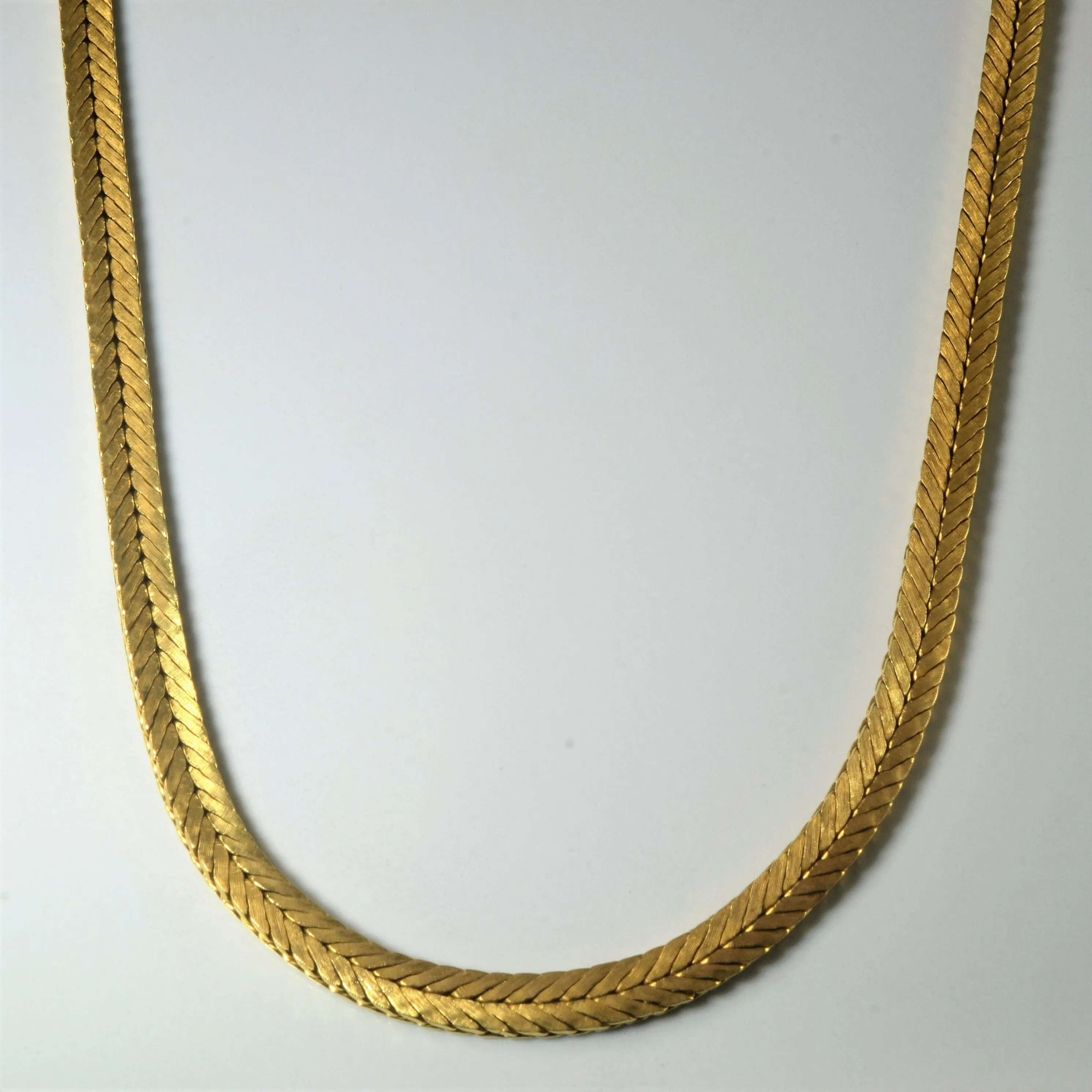 18k Yellow Gold Modified Herringbone Chain | 16.5" | Fashionable Glow