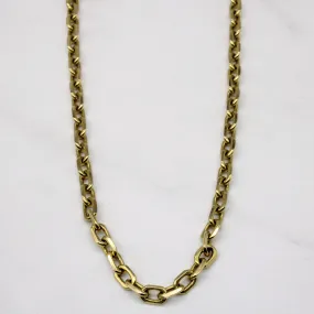 Crafted Detail 18k Yellow Gold Rectangle Link Chain | 24" |