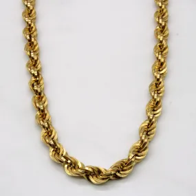 18k Yellow Gold Rope Chain | 25" | Soft feature Exquisite Sparkle