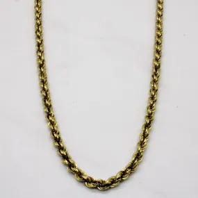 18k Yellow Gold Rope Chain | 28" | Fashion Detail