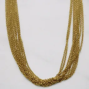 18k Yellow Gold Tiered Chain Necklace | 17" | Shiny Creations Enchanted Sparkle
