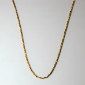 Stylish Vibe 18k Yellow Gold Twisted Rope Chain | 16"|