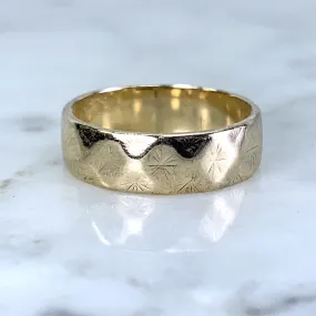 Low-Cost Product Exquisite Style 1960s Etched Gold Wedding Band or Stacking Ring in 9k Yellow Gold. Estate Jewelry. Size 4 1/2.