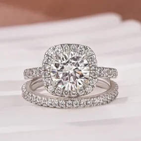 Sparkling Edge 2.0Ct Halo Round Cut White Gold Moissanite Diamond Wedding Ring