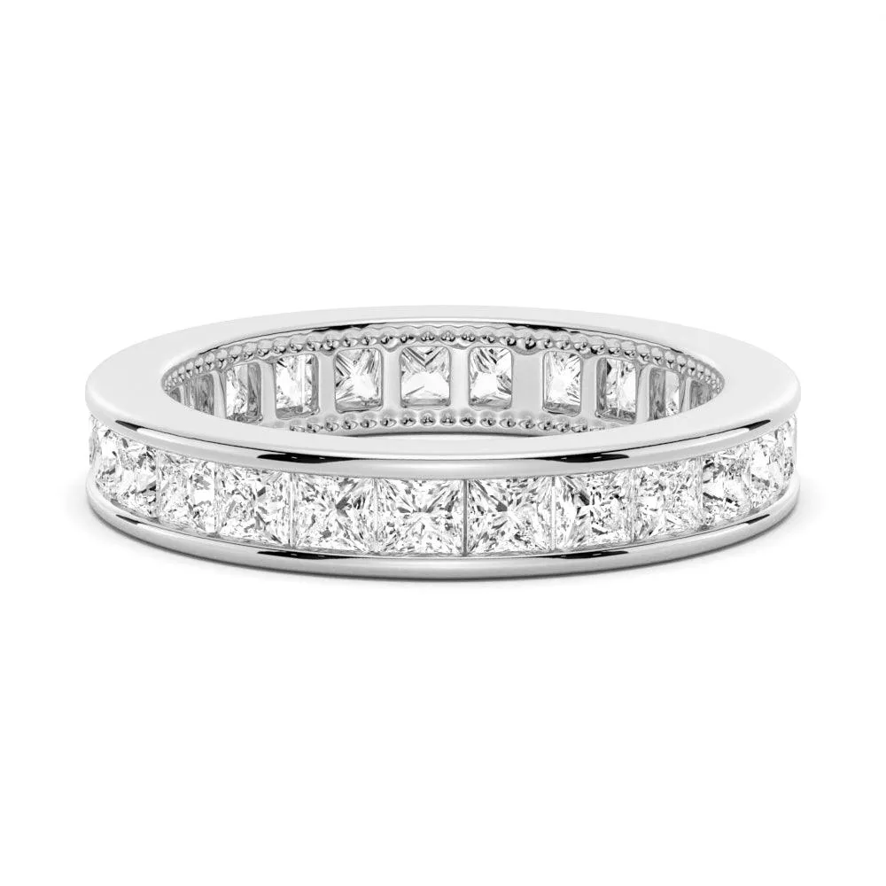 Captivating Accent Evening Shine 2.48 CT. Channel Set Princess Cut Moissanite Eternity Wedding Band