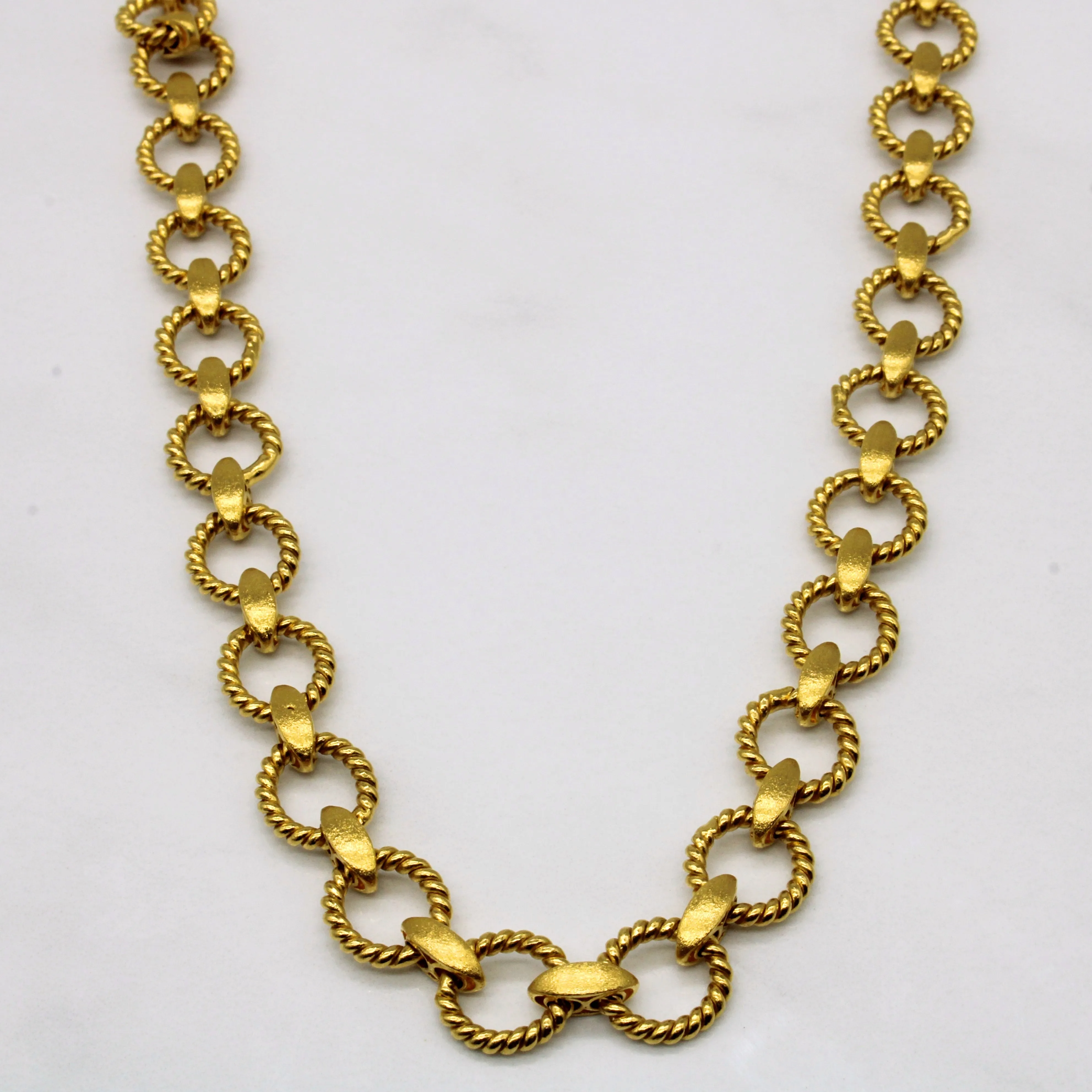 Exquisite Shine Finish 24k Yellow Gold Ring & Connector Necklace | 16" |