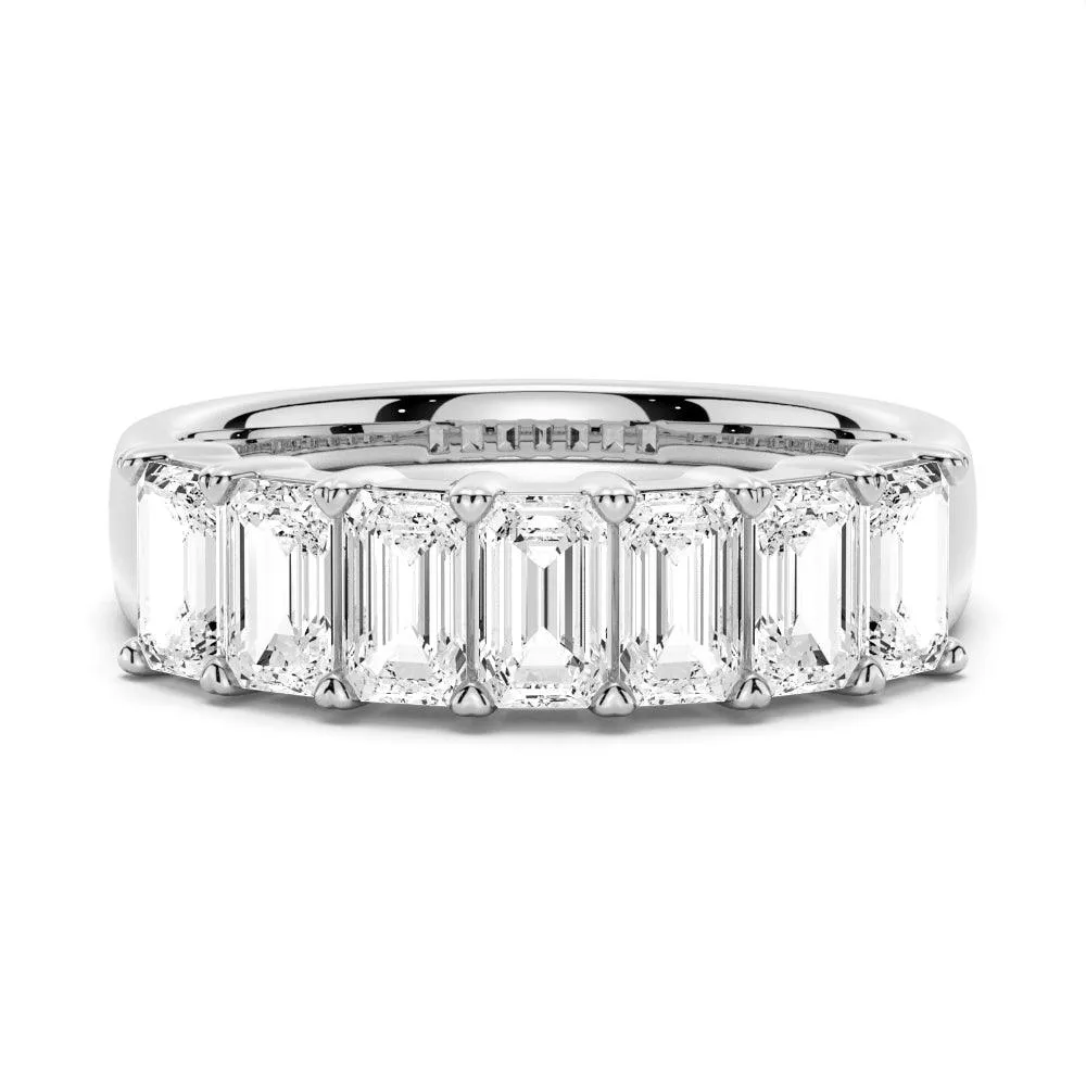 Stylish Embellishment 2.8 ctw Emerald Cut Moissanite Half Eternity Band