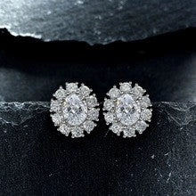 2.0Ct Oval Cut Women Flower Shape Stud Earrings In Sterling Silver Creative Touch