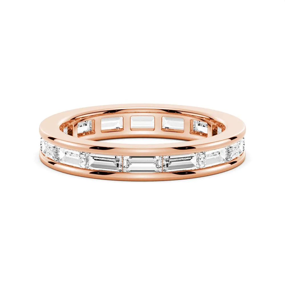 3.21 CT. Channel Set Baguette Cut Moissanite Wedding Eternity Band Shimmering Effect Exquisite Accent