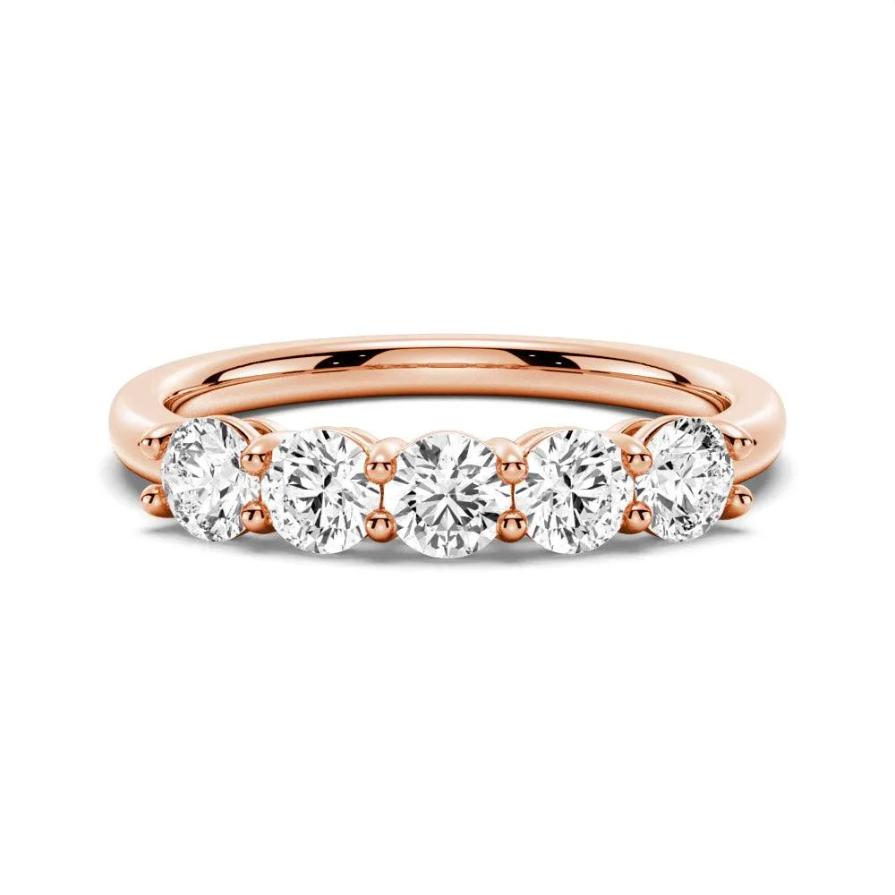 Holiday Present Boho Accent 3.75mm 5 Stone Shared Prong Moissanite Anniversary Band