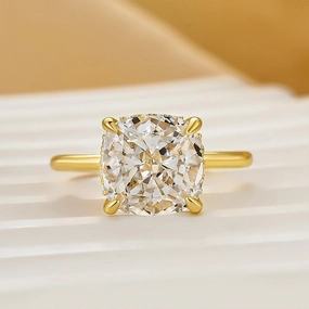 3.5Ct Cushion Cut Hidden Halo Engagement Ring Promise Ring For Her Soft Contrast