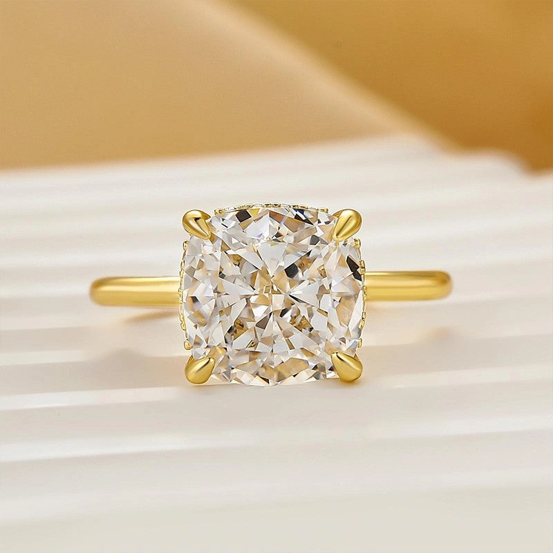 Fashion Moment Exquisite Shine 3.5Ct Cushion Cut Hidden Halo Engagement Ring Promise Ring For Her