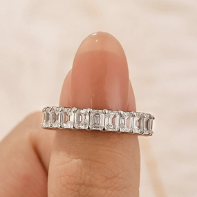 3.5Ct Emerald Cut Women's Wedding Band In Sterling Silver Effortless Elegance