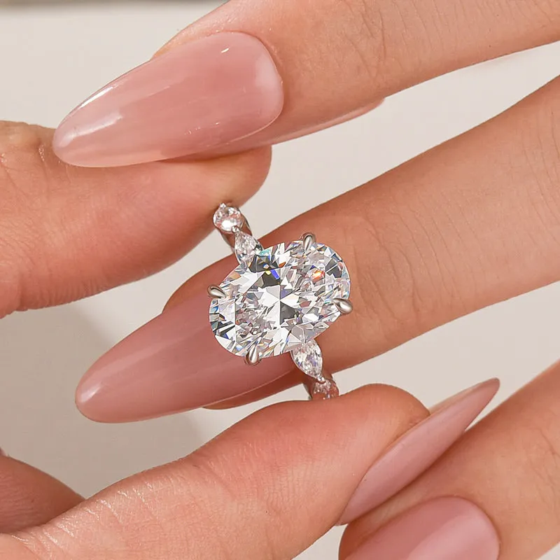 Outdoor Style 4.5Ct Oval Cut Engagement Ring Promise Ring For Her