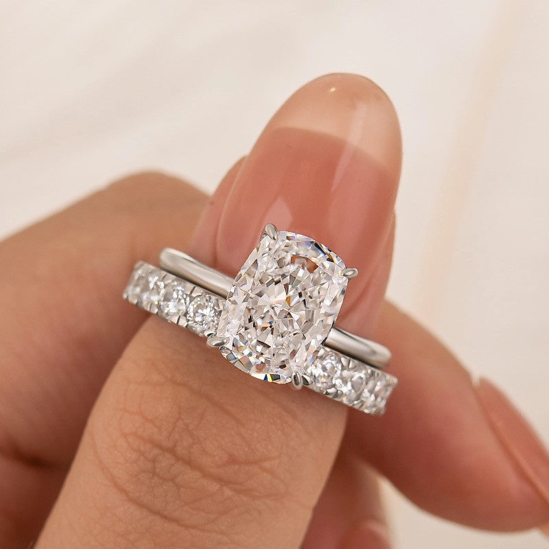 Daily Collection 4.5Ct Cushion Cut Engagement Ring With Open Women's Wedding Band