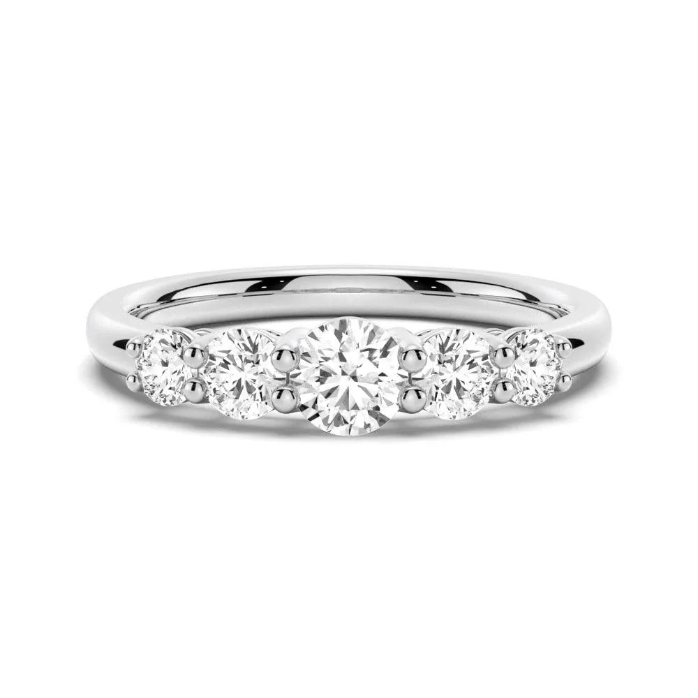 5 Stone Shared Prong Moissanite Anniversary Band Timeless Charm Subtle Mood