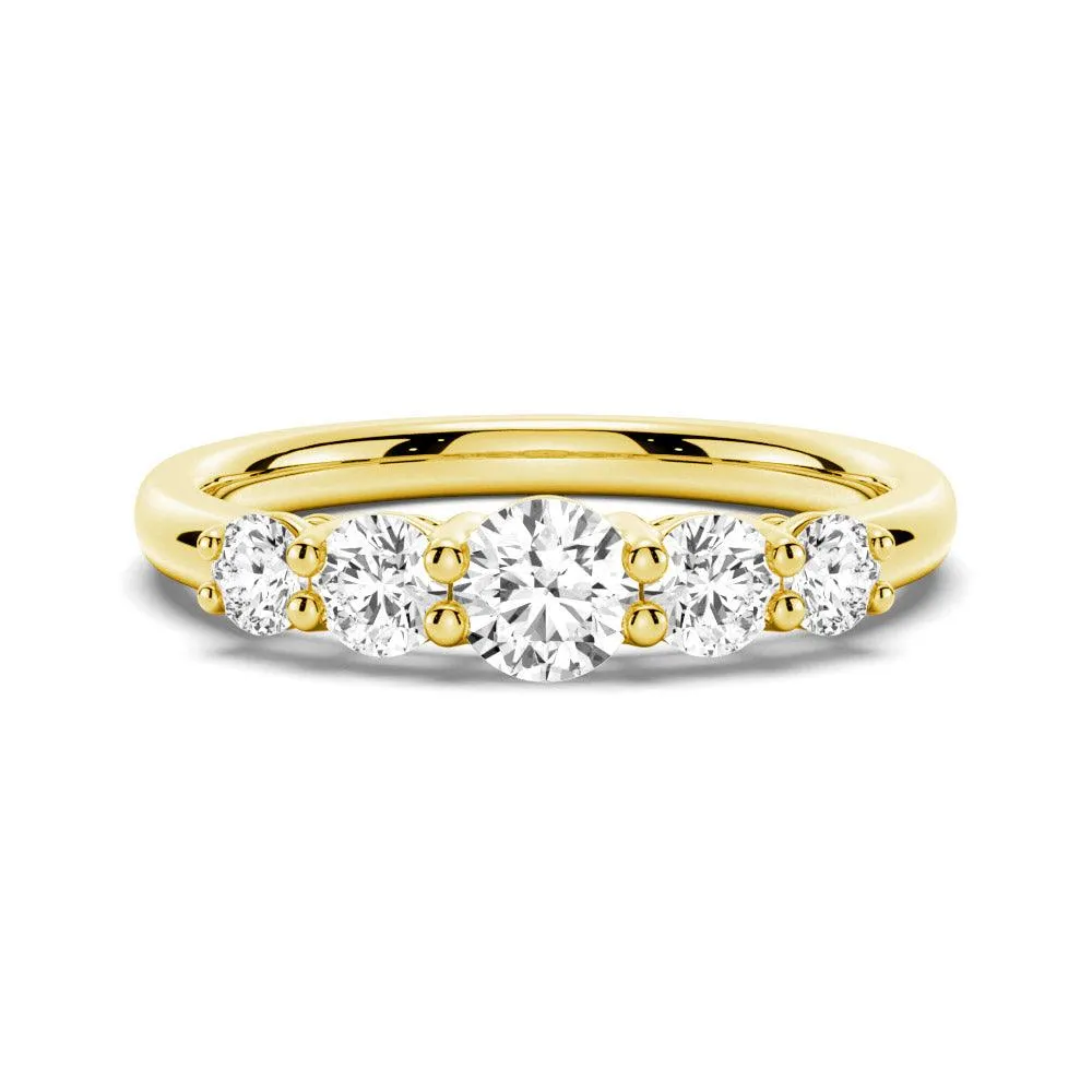 5 Stone Shared Prong Moissanite Anniversary Band Balanced Design