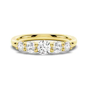 5 Stone Shared Prong Moissanite Anniversary Band Contemporary Geometry