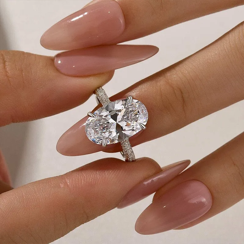 5.0Ct Oval Cut Classic Engagement Ring Travel Ring In Sterling Silver Custom Jewelry Design Romantic Mood