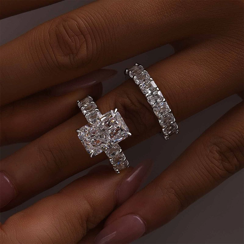 5.0Ct Luxe Radiant Cut Half Engagement Ring Travel Ring With Radiant Cut Half Wedding Band Sparkling Jewelry Design youth appeal