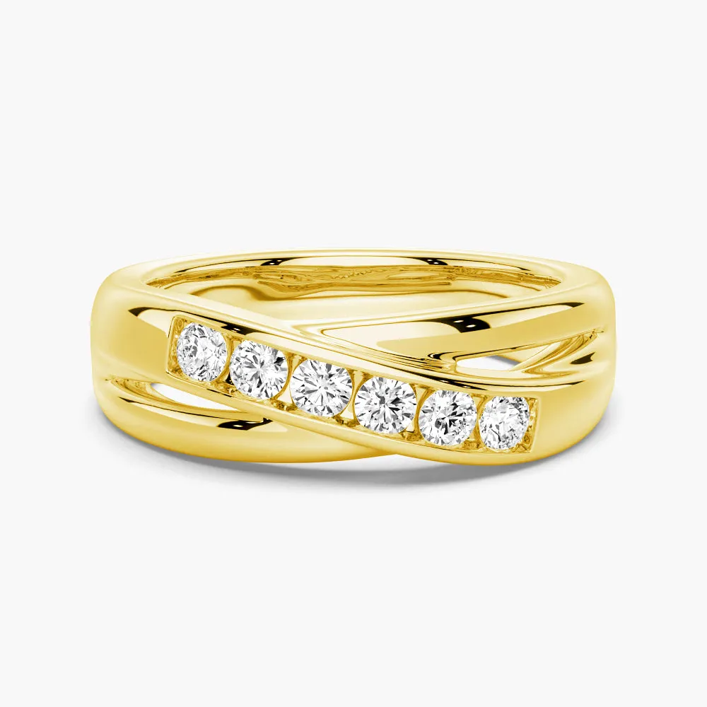 Graceful Appeal 5mm Crossover Channel Set Moissanite Men's Wedding Band