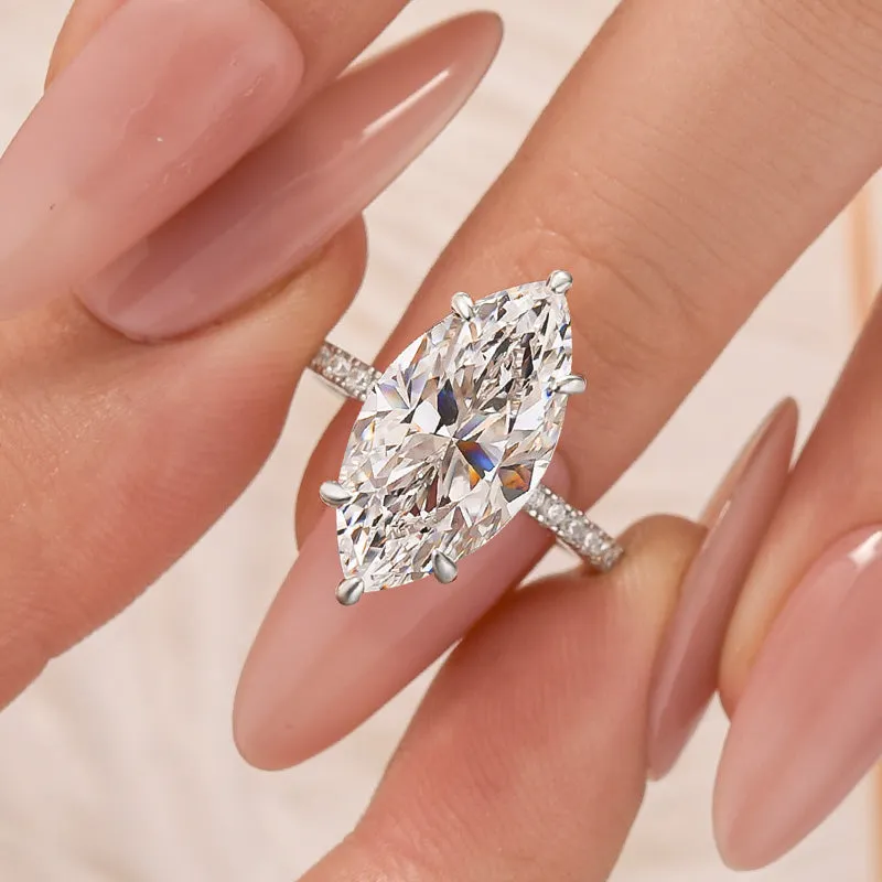 Precious Jewelry Pieces Premium Craft 6.0Ct Marquise Cut Engagement Ring Travel Ring For Her In Sterling Silver