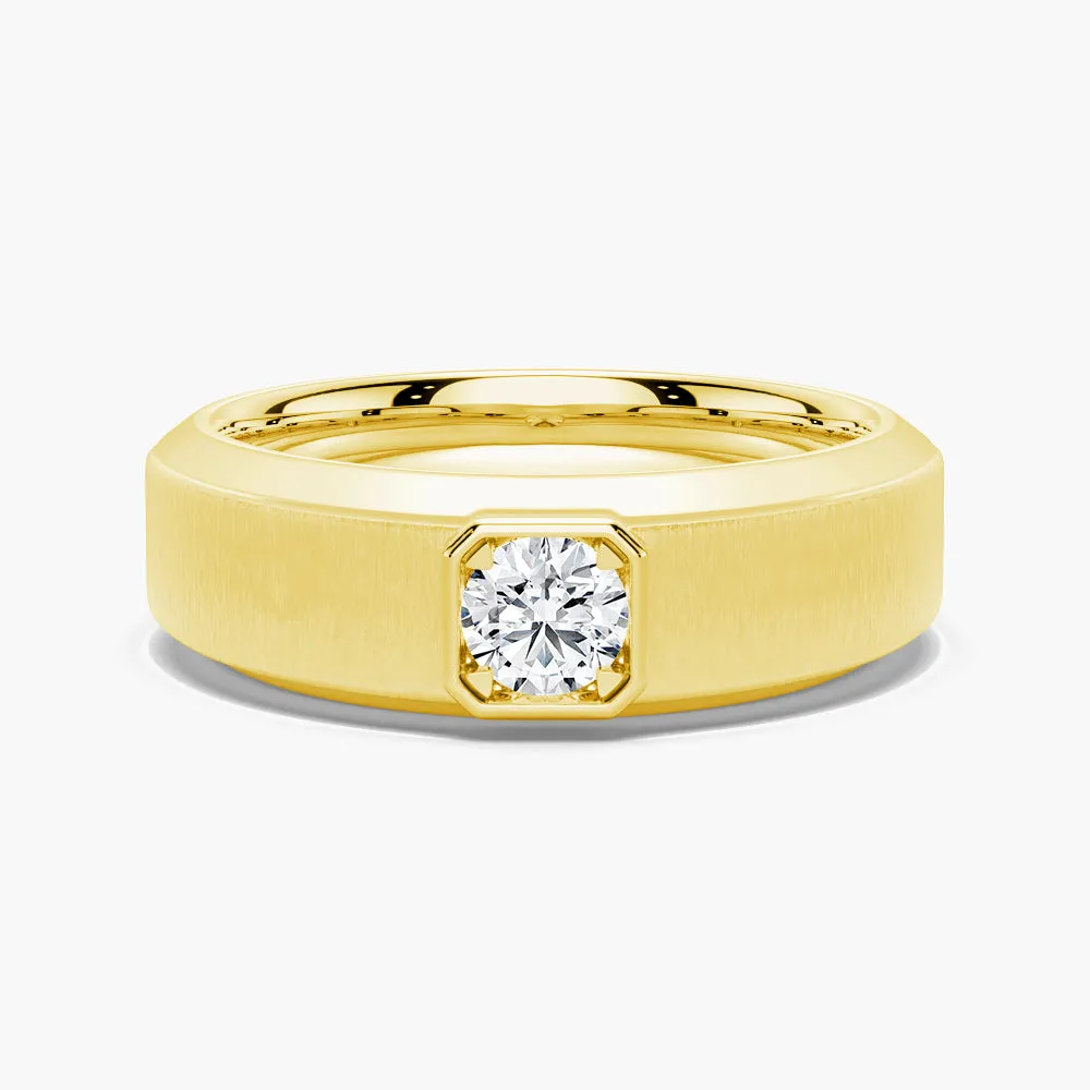 6.5mm Beveled Edge Solitaire Moissanite Men's Band Radiant Appeal