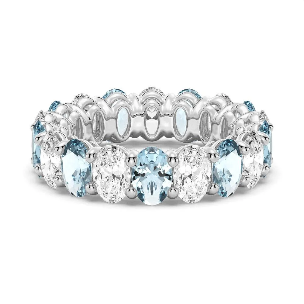 6.6 CT. Lab Grown White Sapphire with Aquamarine Gemstone Band Fantastic Style Branded Product