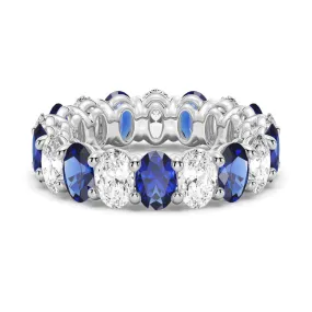 6.6 CT. Lab Grown White Sapphire with  Blue Sapphire Gemstone Band Sentimental Expression