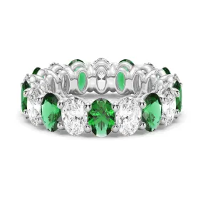 6.6 CT. Lab Grown White Sapphire with  Green Emerald Gemstone Band gift set Biodegradable Item