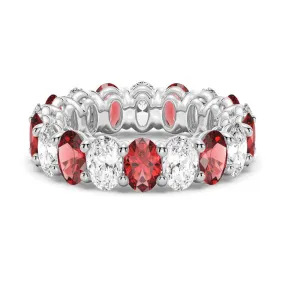 Chic Appearance Unique Adornment 6.6 CT. Lab Grown White Sapphire with Ruby Gemstone Band
