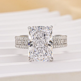 6.5Ct Radiant Cut Three-Row Luxe Engagement Ring Travel Ring For Her Shiny Embellishment Sunset Style
