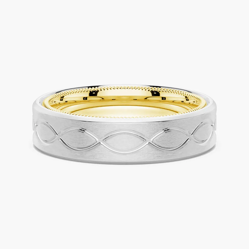 Daily Outfit 7.5mm Two Tone Matte Finish Infinity Design Men's Band