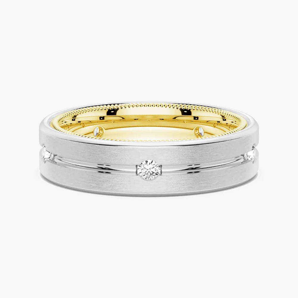 7.5mm Two Tone Matte Finish Moissanite Men's Wedding Band Exquisite Look Trendy Edge