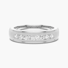 Chic Gem Brilliant Finish 7mm Brush Finish Channel Set Moissanite Men's Wedding Band