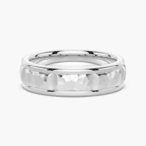 7mm Two Tone Hammered Men's Wedding Band Brilliant Touch Signature Touch