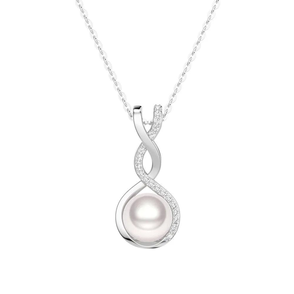 8MM Freshwater Pearl Twist Pendant Necklace Minimal Mood