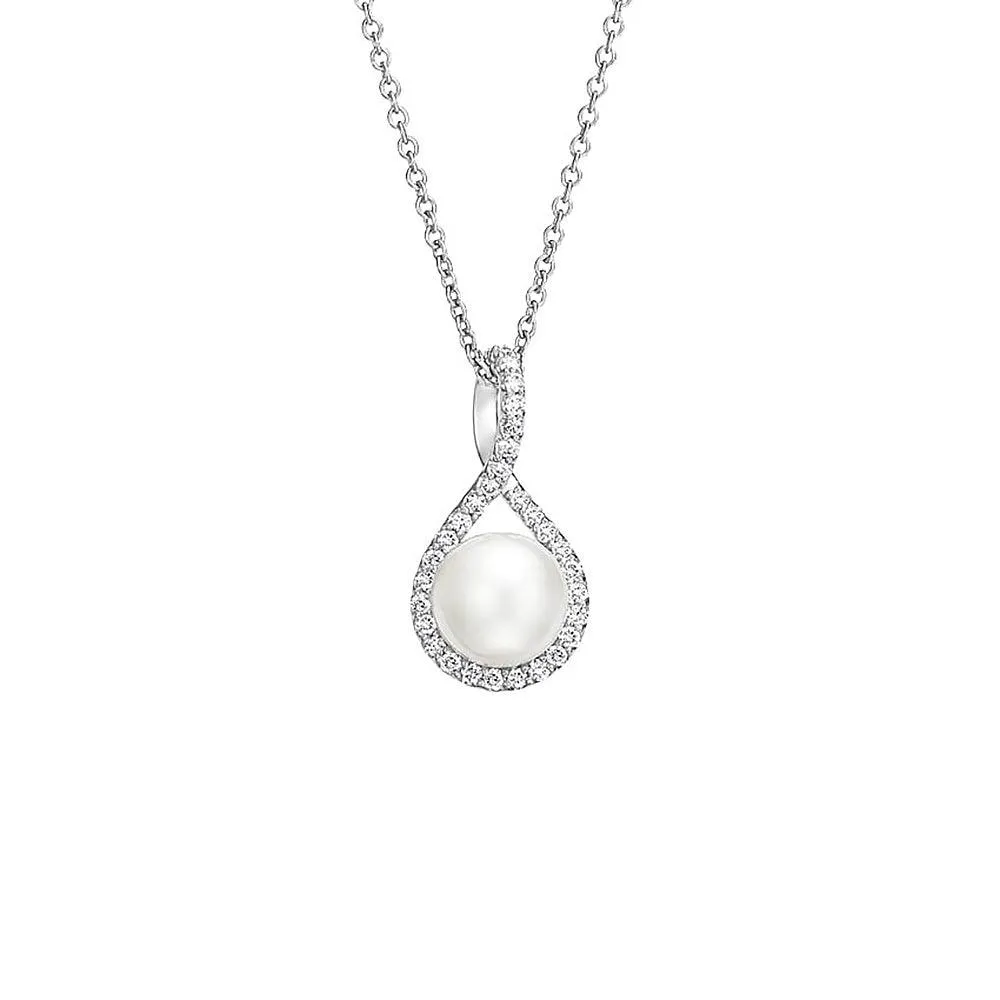 8mm Pav?? Twist Freshwater Cultured Pearl Pendant Bold Accent