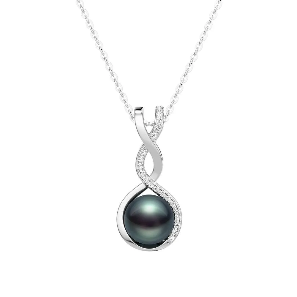 Modern Edge Bold Spark 8MM Tahitian Pearl Twist Pendant Necklace