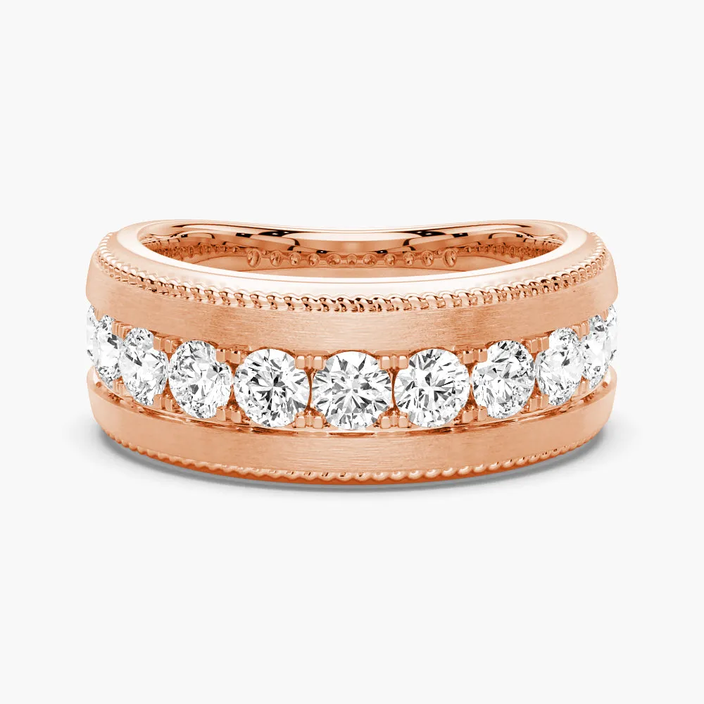 9mm Moissanite Men's Wedding Band Distinct Look