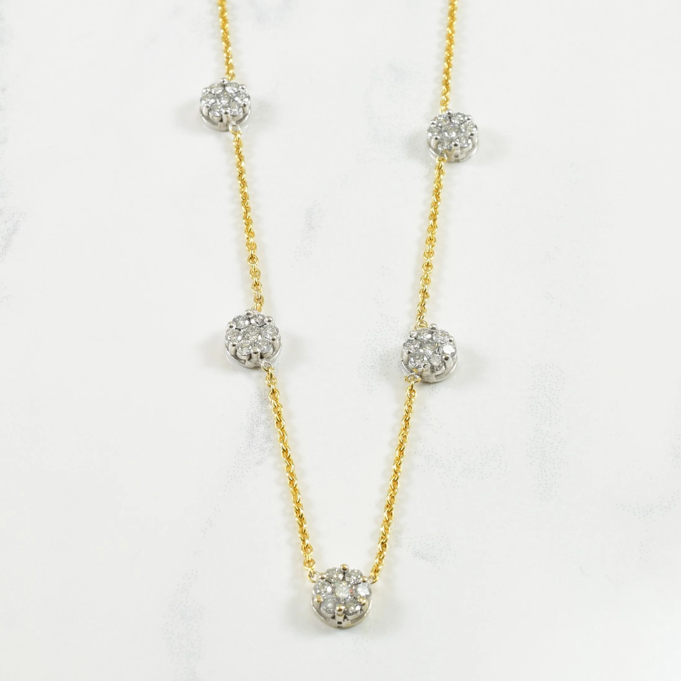 Adjustable Diamond Necklace | 1.30ctw | 14.5"-15.5" | Premium Look Graceful Edge